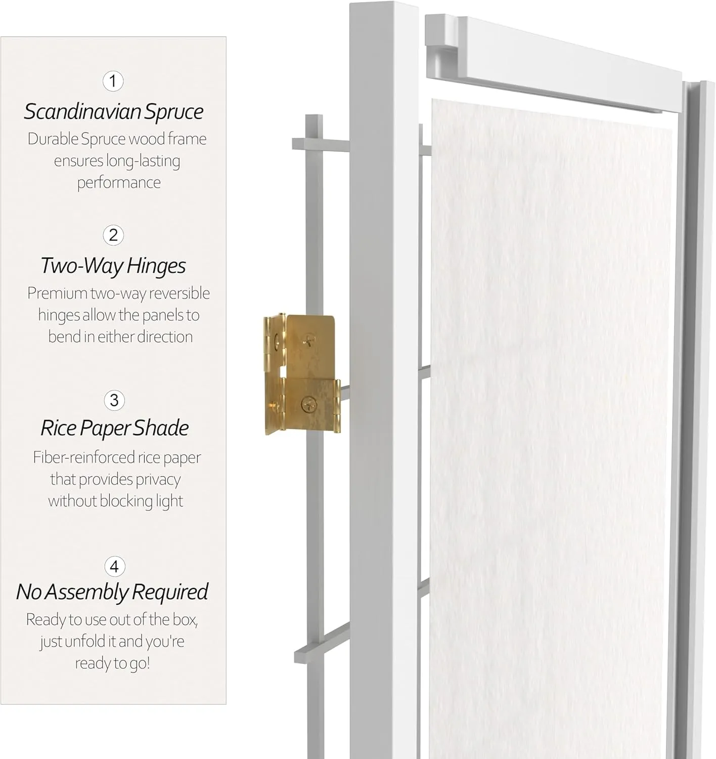 4 ft. Short Window Pane Shoji Screen - White - 3 Panels