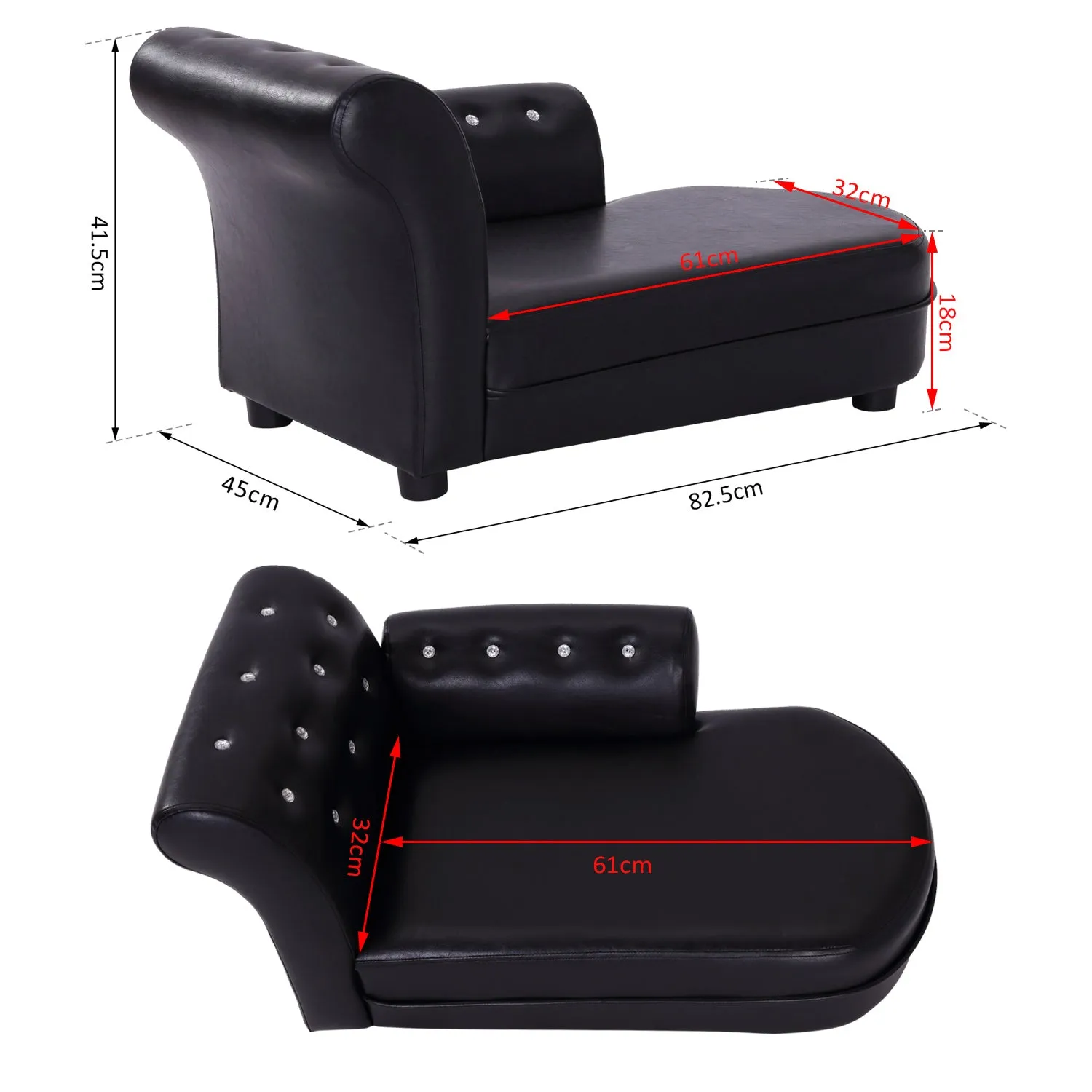 82.5Lx45Wx41.5H cm Pet Sofa-Black