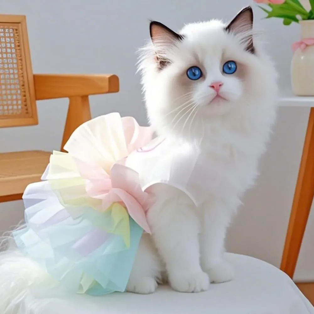 ANIAC Happy 1st Easter Dog Dress Girl Holiday Puppy Clothes for Small Dog Easter Cat Outfit Eggs Print Rainbow Doggy Princess Tutu Dress Pet Clothing (X-Small)