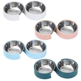 Antislip Double Dog Bowls Stainless Steel Pet Food Water Feeder