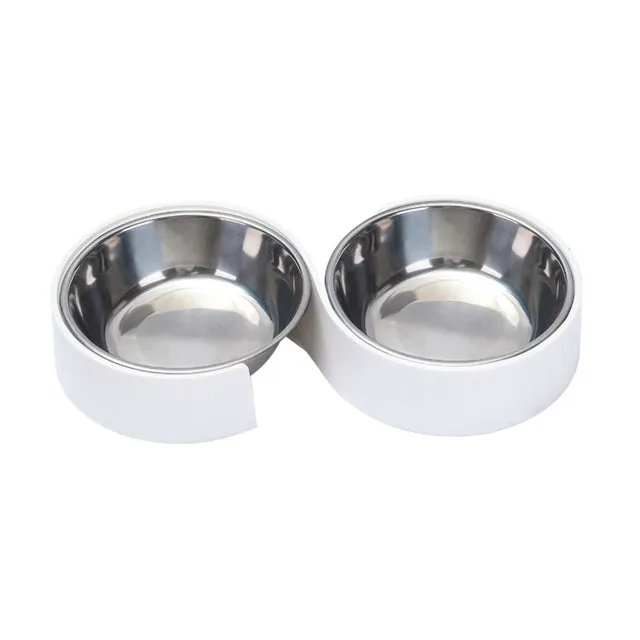 Antislip Double Dog Bowls Stainless Steel Pet Food Water Feeder