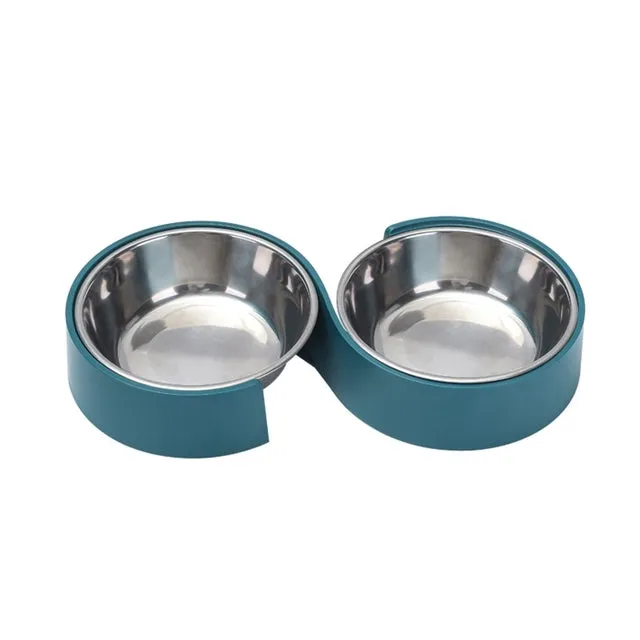 Antislip Double Dog Bowls Stainless Steel Pet Food Water Feeder