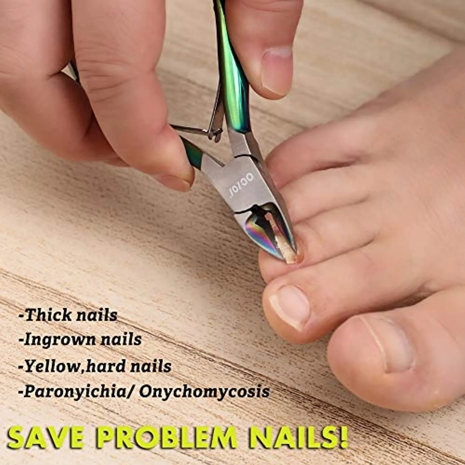 BEZOX Toenail Clippers for Thick Nails, Long Handle Nail Clipper for Women - Chameleon Stainless Steel Toenail Cutter (Rainbow)