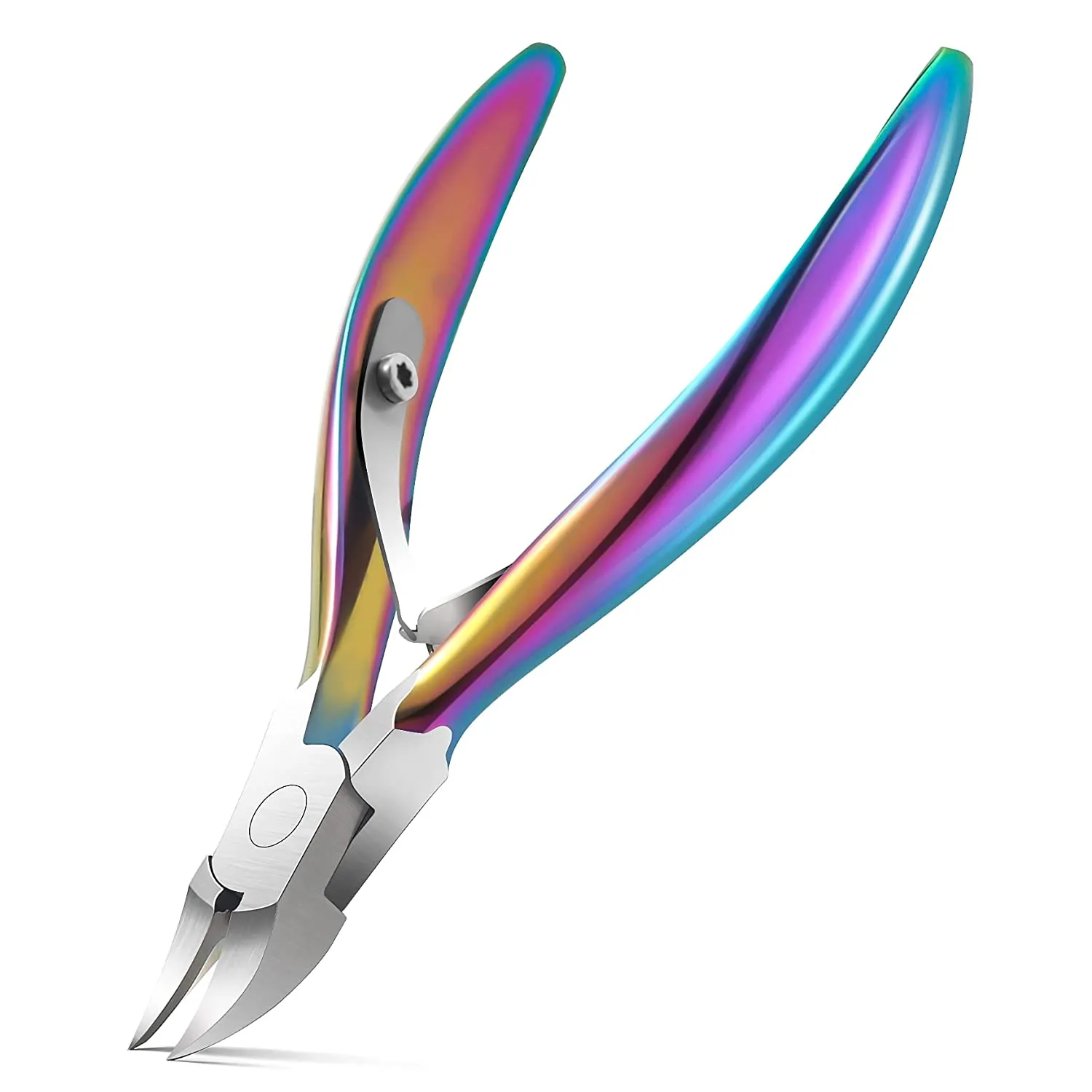 BEZOX Toenail Clippers for Thick Nails, Long Handle Nail Clipper for Women - Chameleon Stainless Steel Toenail Cutter (Rainbow)