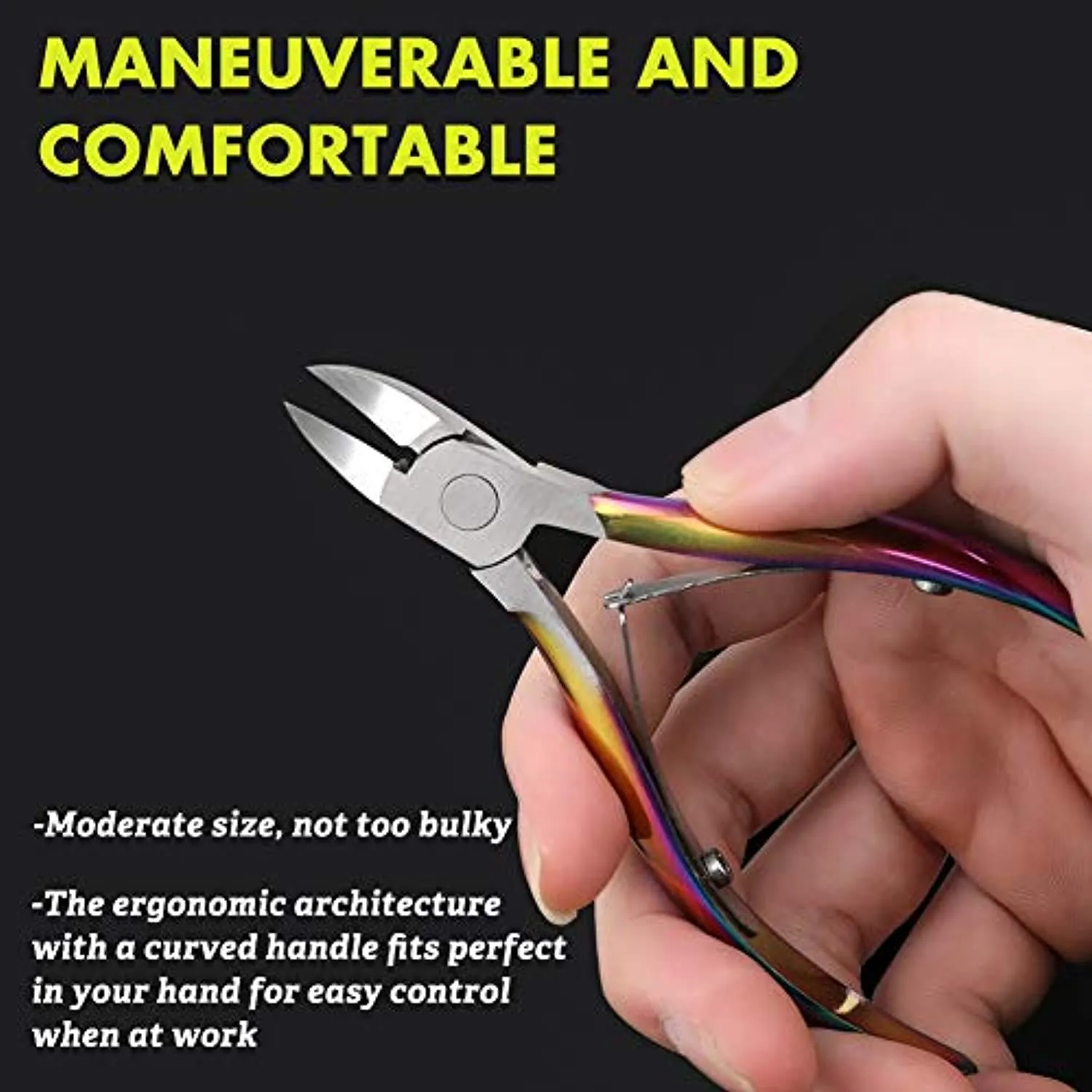 BEZOX Toenail Clippers for Thick Nails, Long Handle Nail Clipper for Women - Chameleon Stainless Steel Toenail Cutter (Rainbow)