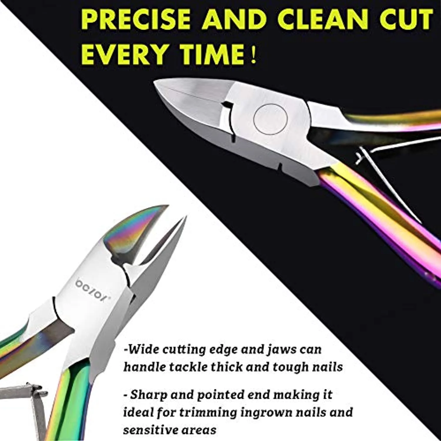 BEZOX Toenail Clippers for Thick Nails, Long Handle Nail Clipper for Women - Chameleon Stainless Steel Toenail Cutter (Rainbow)