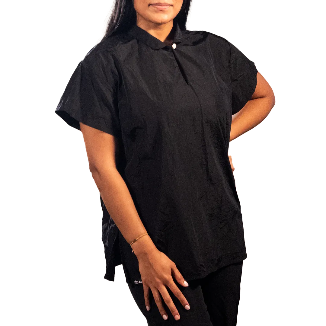 Black Mandarin Tunic Top by Jim Jump