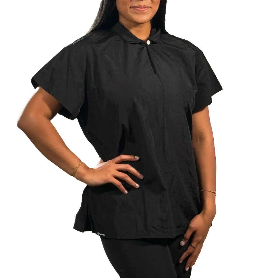 Black Mandarin Tunic Top by Jim Jump