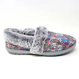 Bobs Skechers Too Cozy Paws Dog Forever Gray Womens Memory Foam Slippers