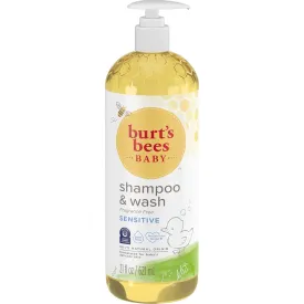 Burt's Bees Baby Sensitive Shampoo and Wash, Fragrance Free, Tear Free, Pediatrician Tested, 98.9% Natural Origin, 21 Fluid Ounces