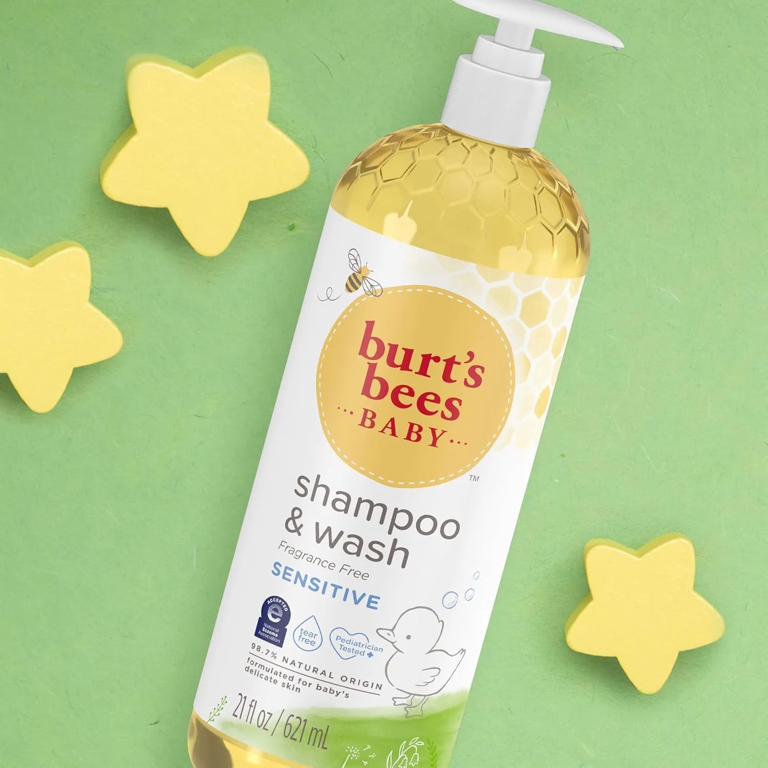 Burt's Bees Baby Sensitive Shampoo and Wash, Fragrance Free, Tear Free, Pediatrician Tested, 98.9% Natural Origin, 21 Fluid Ounces
