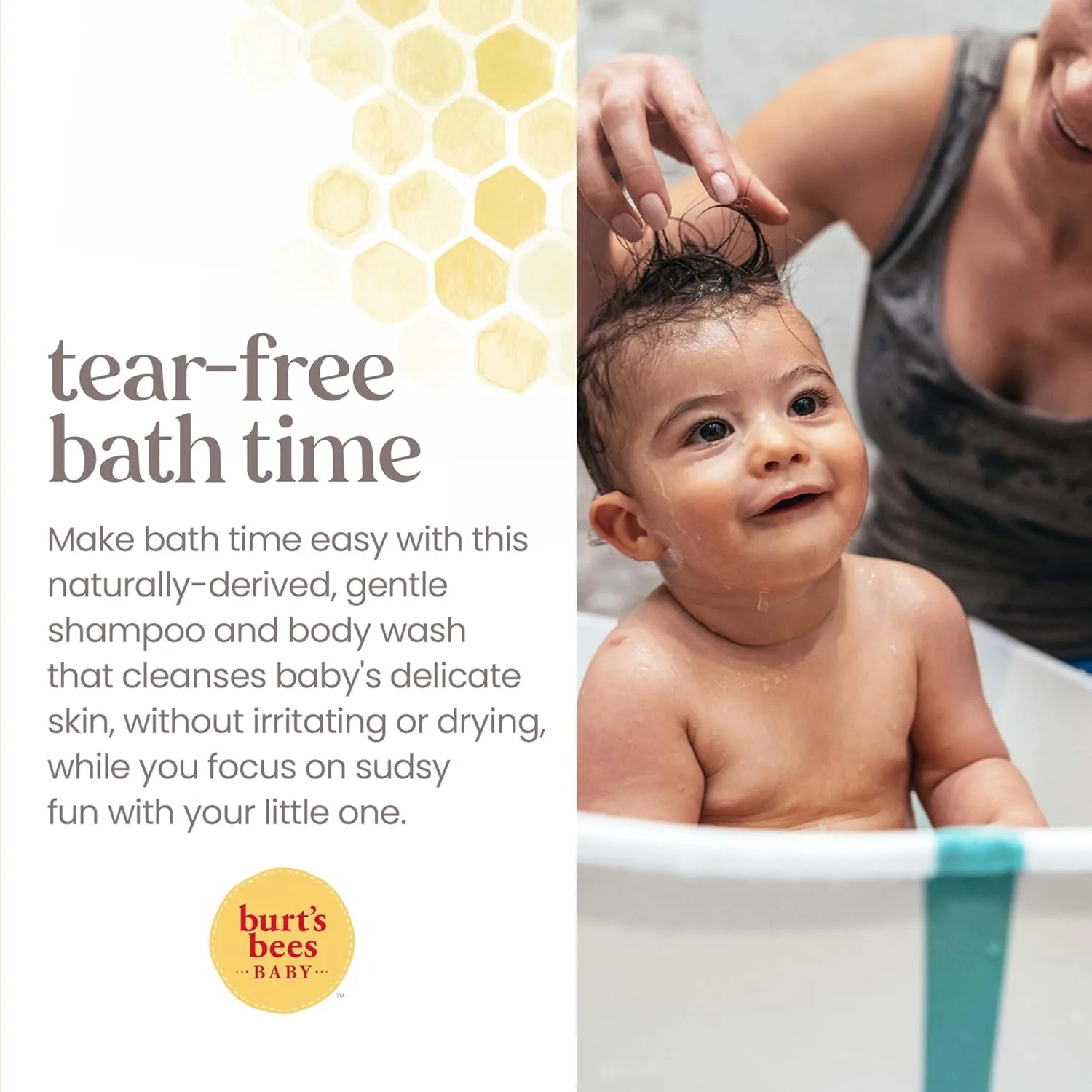 Burt's Bees Baby Sensitive Shampoo and Wash, Fragrance Free, Tear Free, Pediatrician Tested, 98.9% Natural Origin, 21 Fluid Ounces