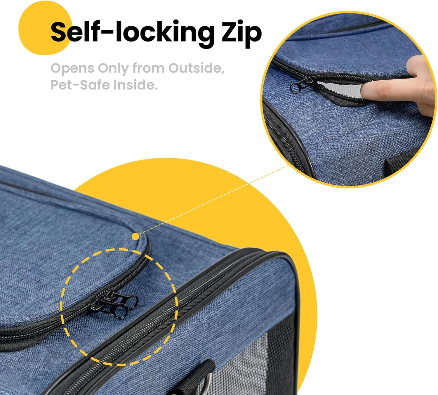 Cat Carrier Airline Approved, Soft-Sided Dog Carrier with Inner Safety Leash, Pet Transport Carrier for Small-Medium Cats Puppies up to 15 Lbs, Collapsible Travel Kitten Carrier Bag -Blue M