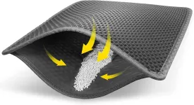 Cat Litter Mat Grey Trapping for Litter Box, XL Jumbo 30 x 24 in, Urine & Waterproof, Honeycomb Double Layer Anti Tracking Kitty Mats, No Phthalate, Washable Easy Clean, Scatter Control