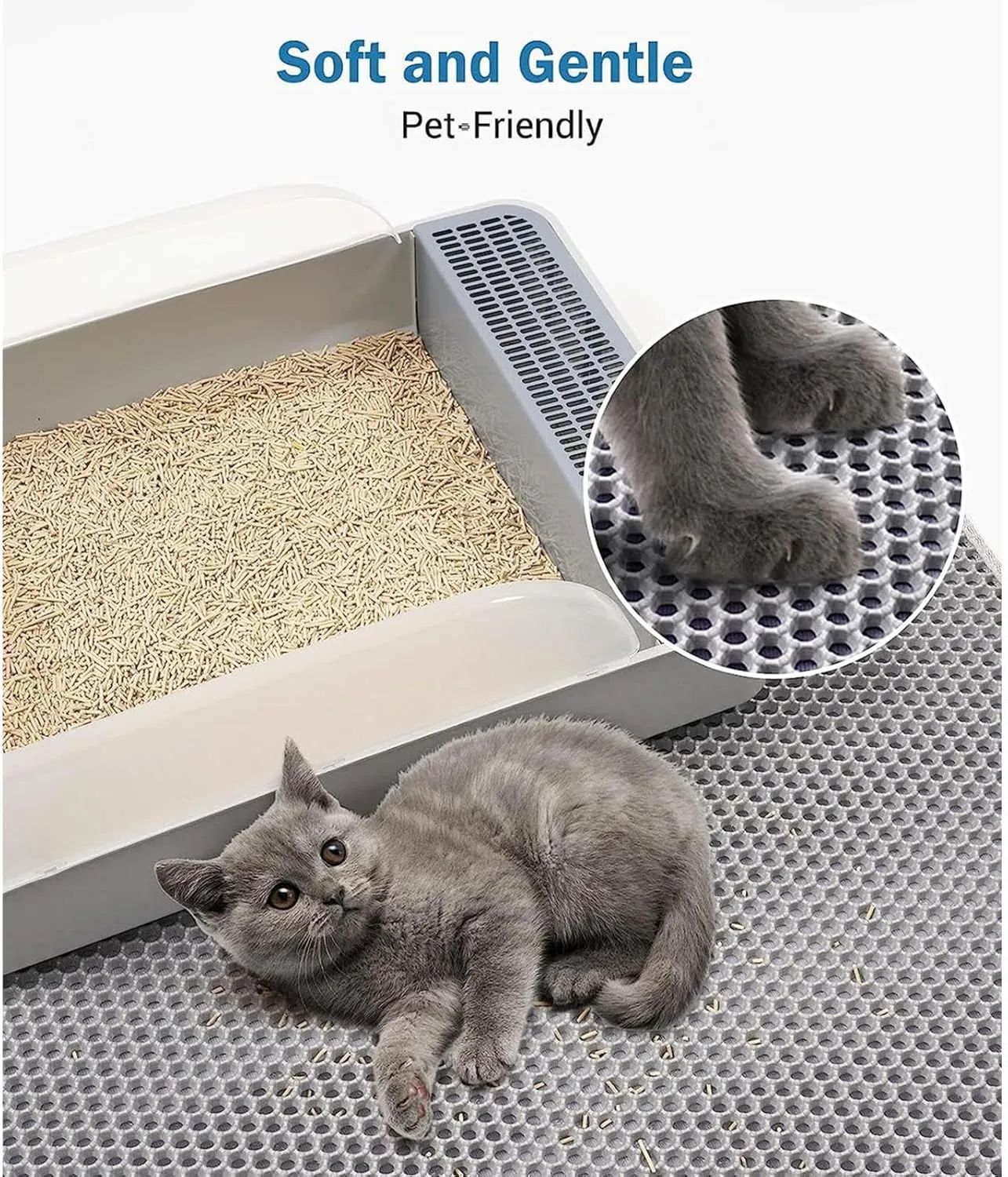 Cat Mats for Litter, 24X35In/26X46In Honeycomb Double Layer Cat Litter Catcher Cat Litter Trap Mat, Less Waste,Soft On Paws,Non-Slip,26X46In-Beige