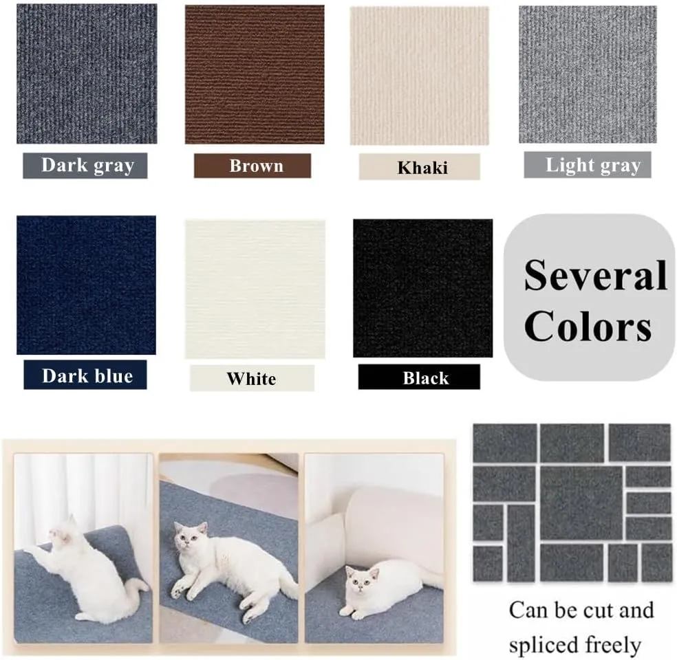 Cat Scratch Furniture Protector Mat DIY Cat Scratch Pad Self-Adhesive, Pet Scratching Post Cat Scratcher Carpet Anti Cat Scratch for Cat Tree/Door/Couch (Dark Gray, 11.8 * 23 inch)