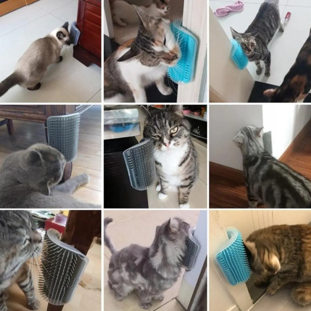 cat self grooming comb wall mounting catface head rubs catskin brushes ✈️ free.shipping