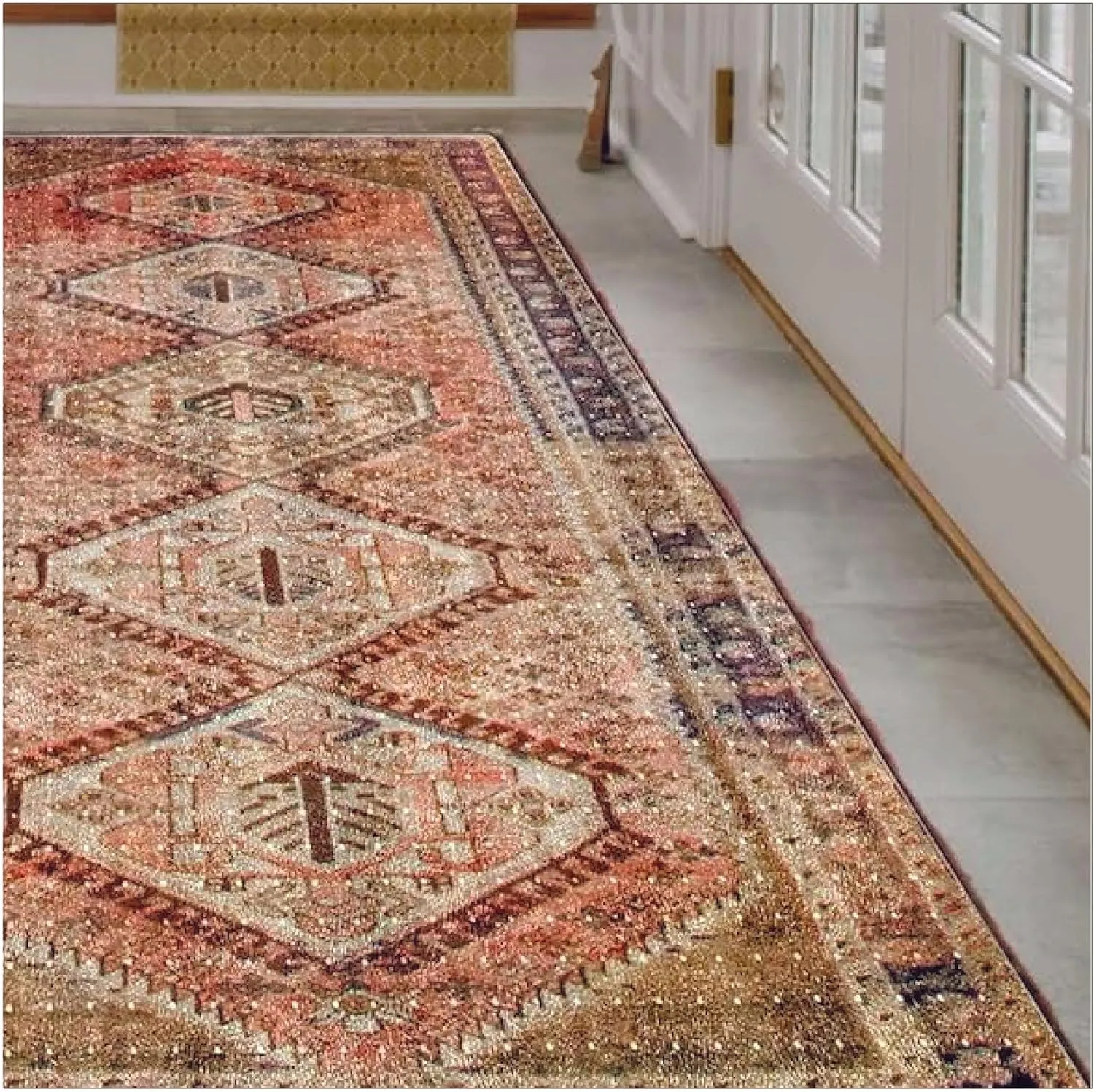 Clear Carpet Runner, USA Made, Safe, 42 x 42 Inch, 2mm Thick Cleated Vinyl, Clear Plastic Floor Runner for Cat Claw Scratch Protection, Under Door Rug Protector