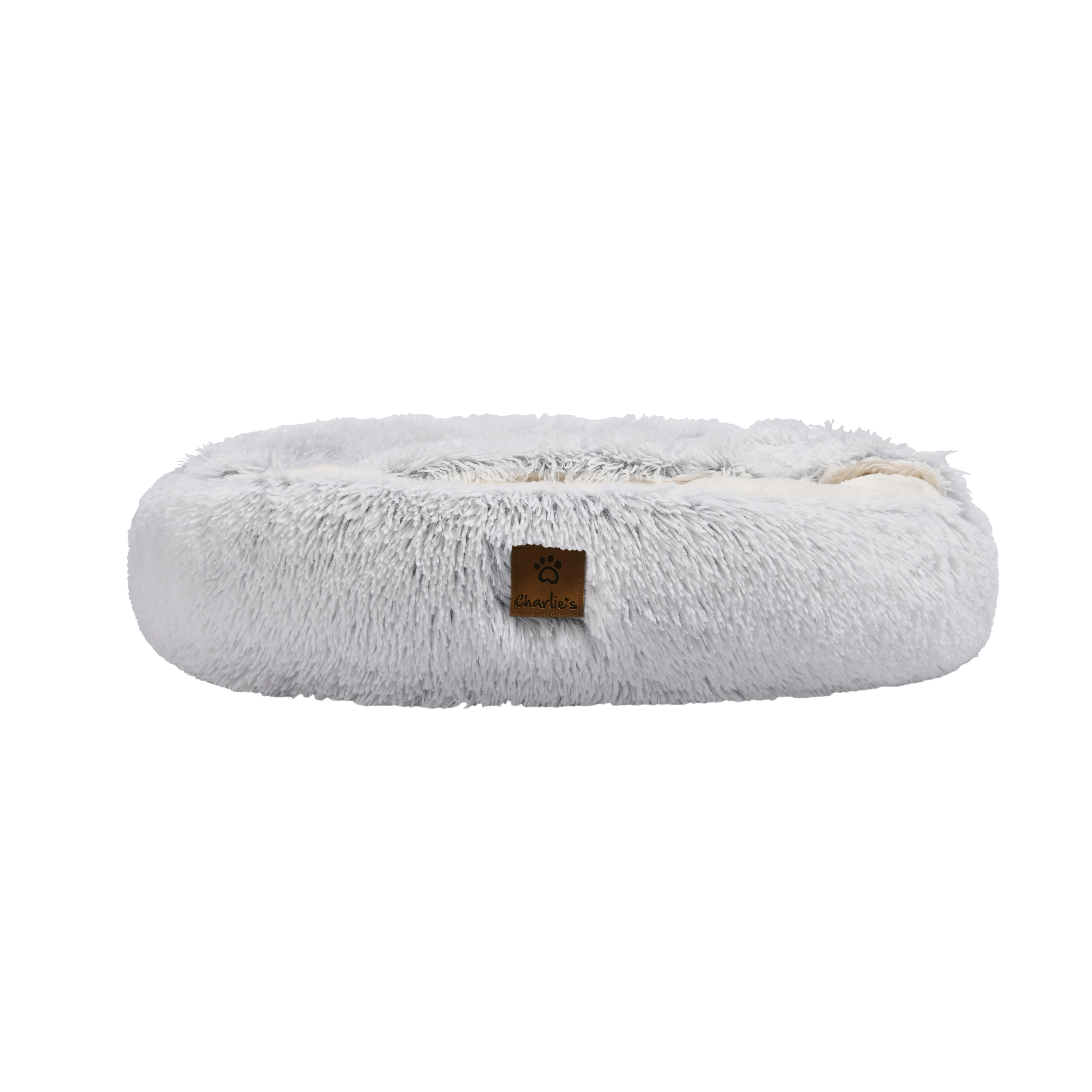 Cushioned Snookie Hooded Faux Fur Calming Dog Bed White