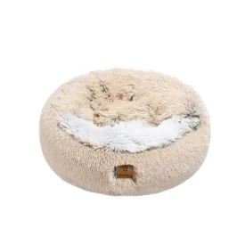 Cushioned Snookie Hooded Pet Nest Bed Double Faux Chinchilla Cream and Artic White