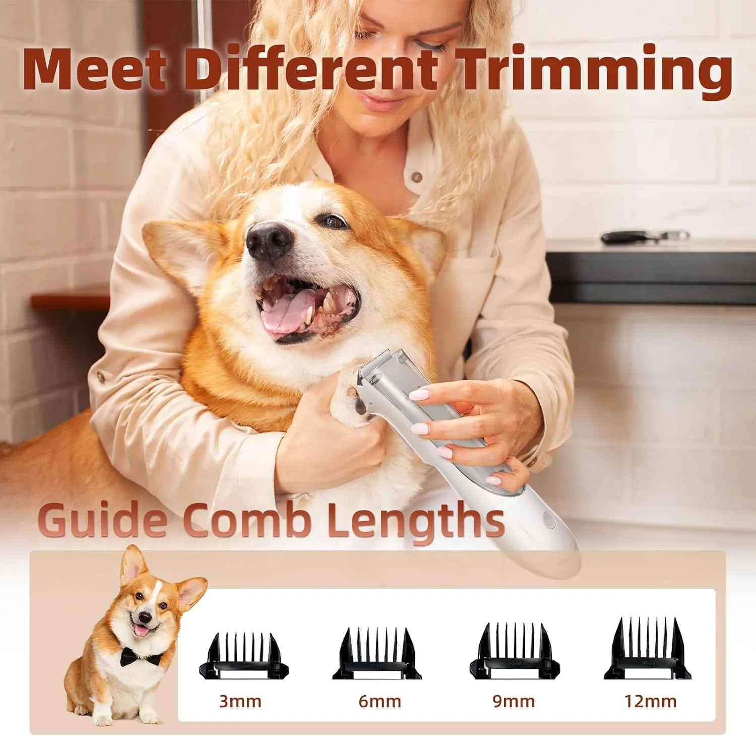 Dog Clippers for Grooming Dog Hair Trimmer Kit Vacuum Shaver 3-Speed Low Noise Rechargeable Cordless Pet Shaver Clippers Tools for Small & Large Dogs Cats