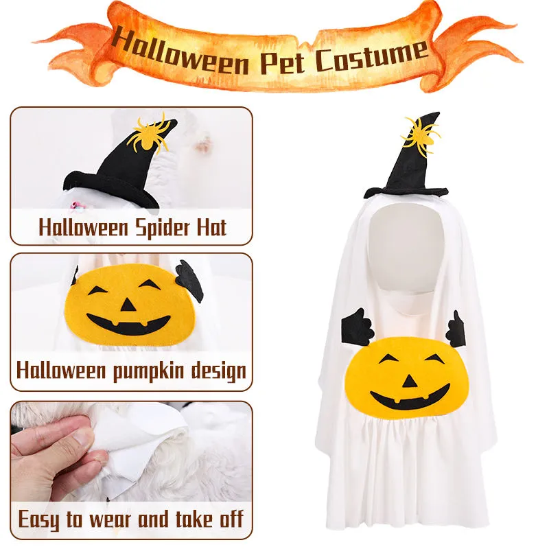 Dog Halloween Pet Cloak Dog Ghost Cosplay with Treat Bags Halloween Dog Dress