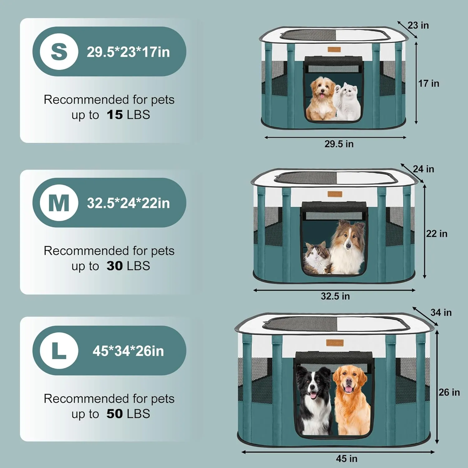 Dog Playpen - Foldable Cat Play Pens for Pubby,Kitten, Rabbit,Portable Pet Tent with Carring Bag for Indoor/Outdoor Travel Camping (Blue-Small)