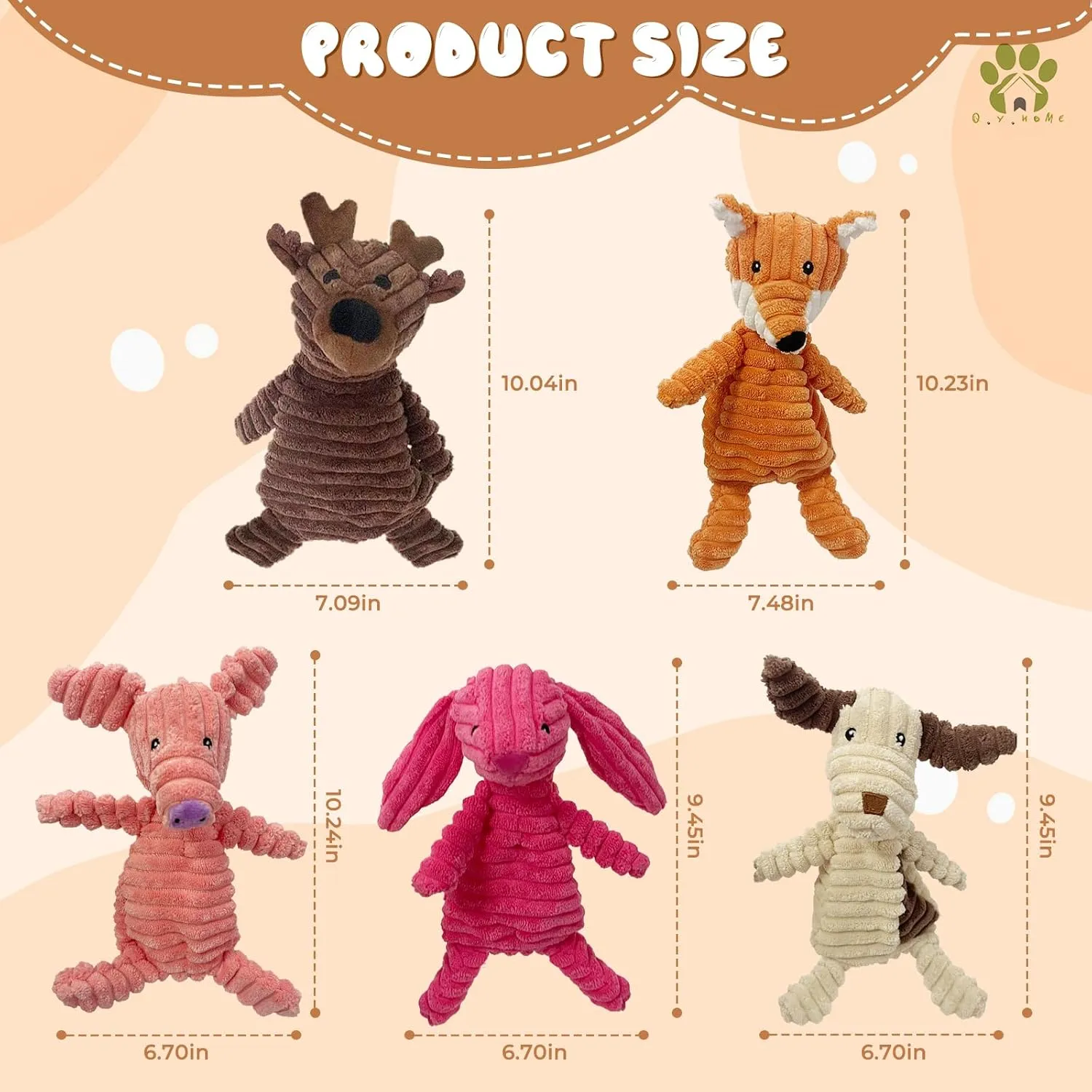 Dog Toy Body Limbs No Stuffing Head Filling Animal Appearance with Soft Squeaker,for Indoor Puppies and Senior Pups Chew and Play(Deer)