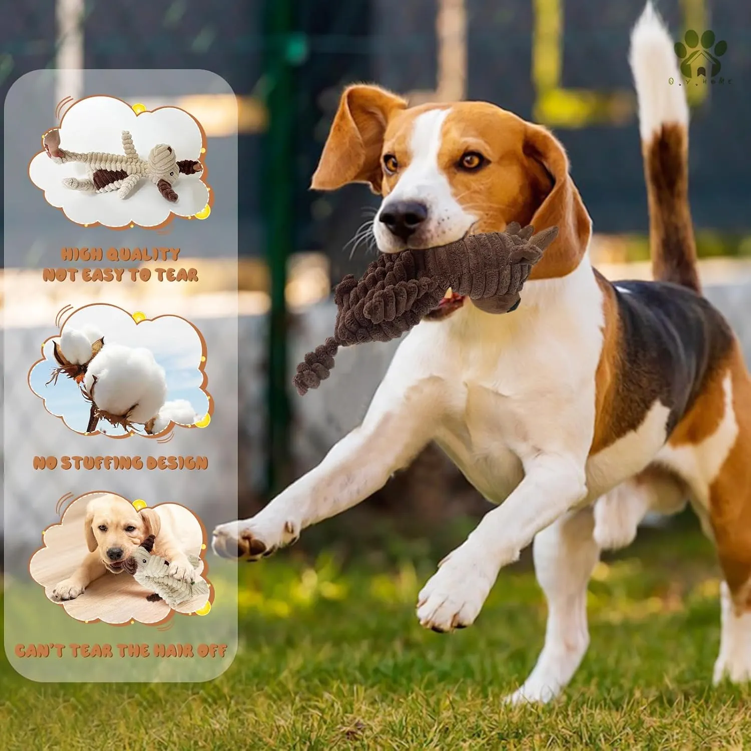 Dog Toy Body Limbs No Stuffing Head Filling Animal Appearance with Soft Squeaker,for Indoor Puppies and Senior Pups Chew and Play(Deer)