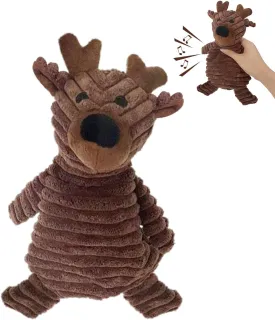 Dog Toy Body Limbs No Stuffing Head Filling Animal Appearance with Soft Squeaker,for Indoor Puppies and Senior Pups Chew and Play(Deer)