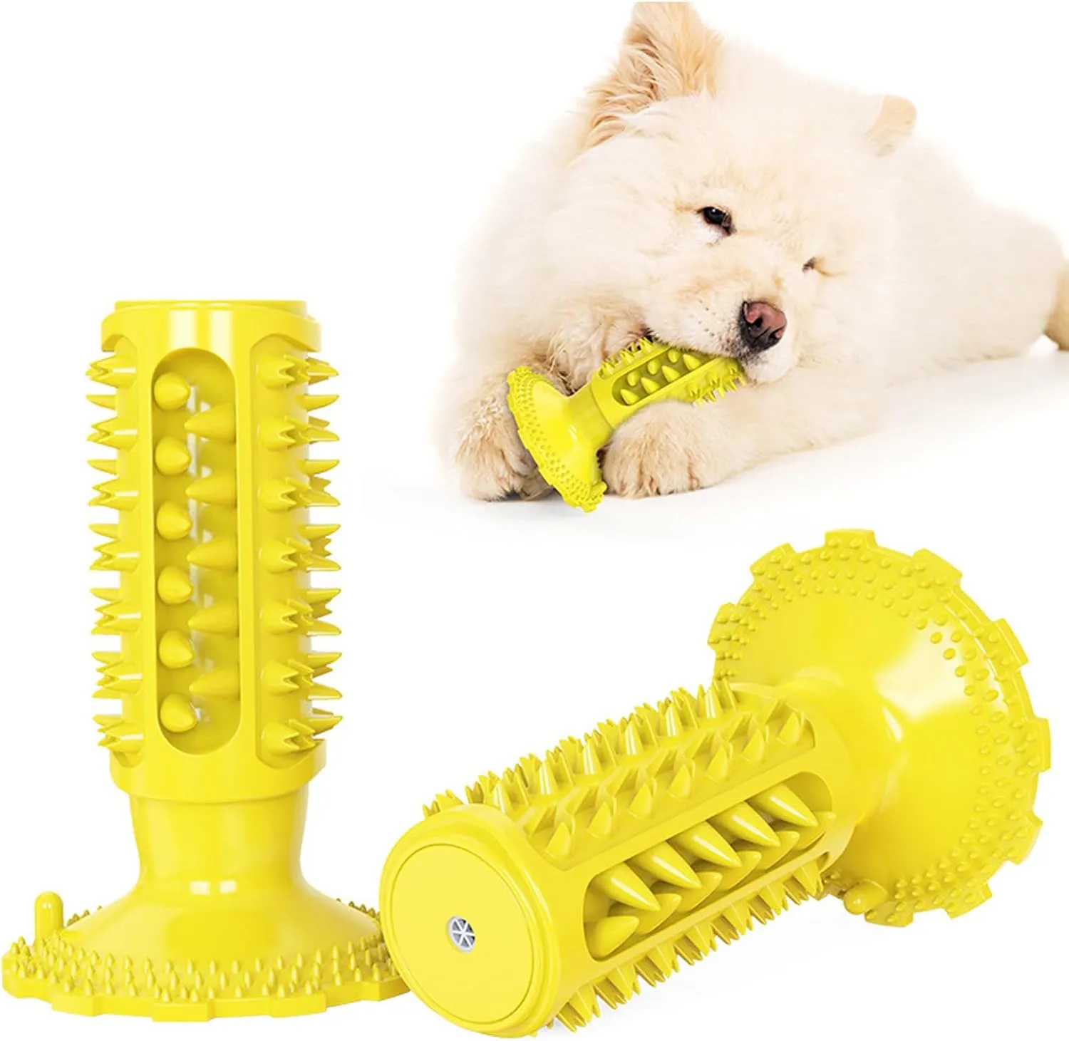 Dog Toys for Aggressive Chewers, Puppy Teething Toys, Indestructible Dog Toy, Dental Chews for Dogs, Squeaky Dog Toys, Tough Dog Toys for Medium Dogs (Yellow)