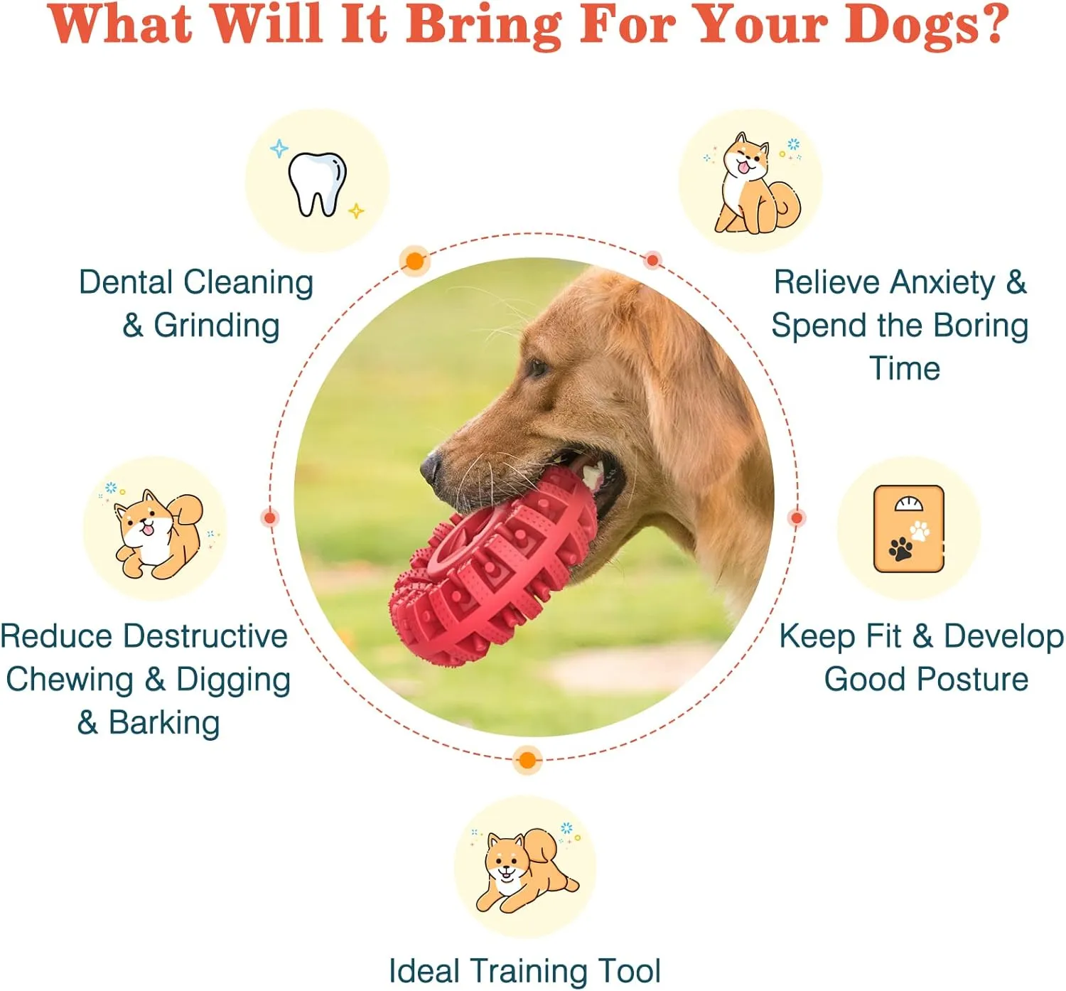 Dog Toys, Indestructible Dog Toys, Chew Dog Toy for Aggressive Chewers, Natural Rubber Dog Toys Treat Dispenser, Chew Toys for Dogs, Sturdy Dog Toy Dog Gifts for Small/Medium/Large Chewer, Red