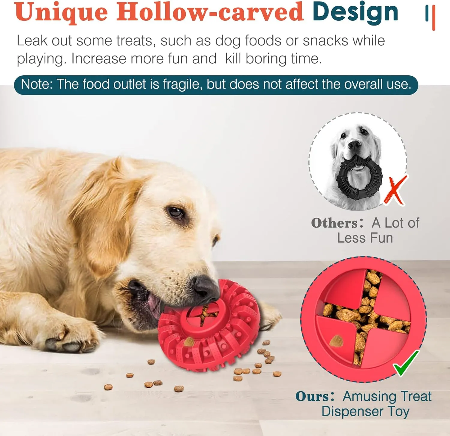 Dog Toys, Indestructible Dog Toys, Chew Dog Toy for Aggressive Chewers, Natural Rubber Dog Toys Treat Dispenser, Chew Toys for Dogs, Sturdy Dog Toy Dog Gifts for Small/Medium/Large Chewer, Red