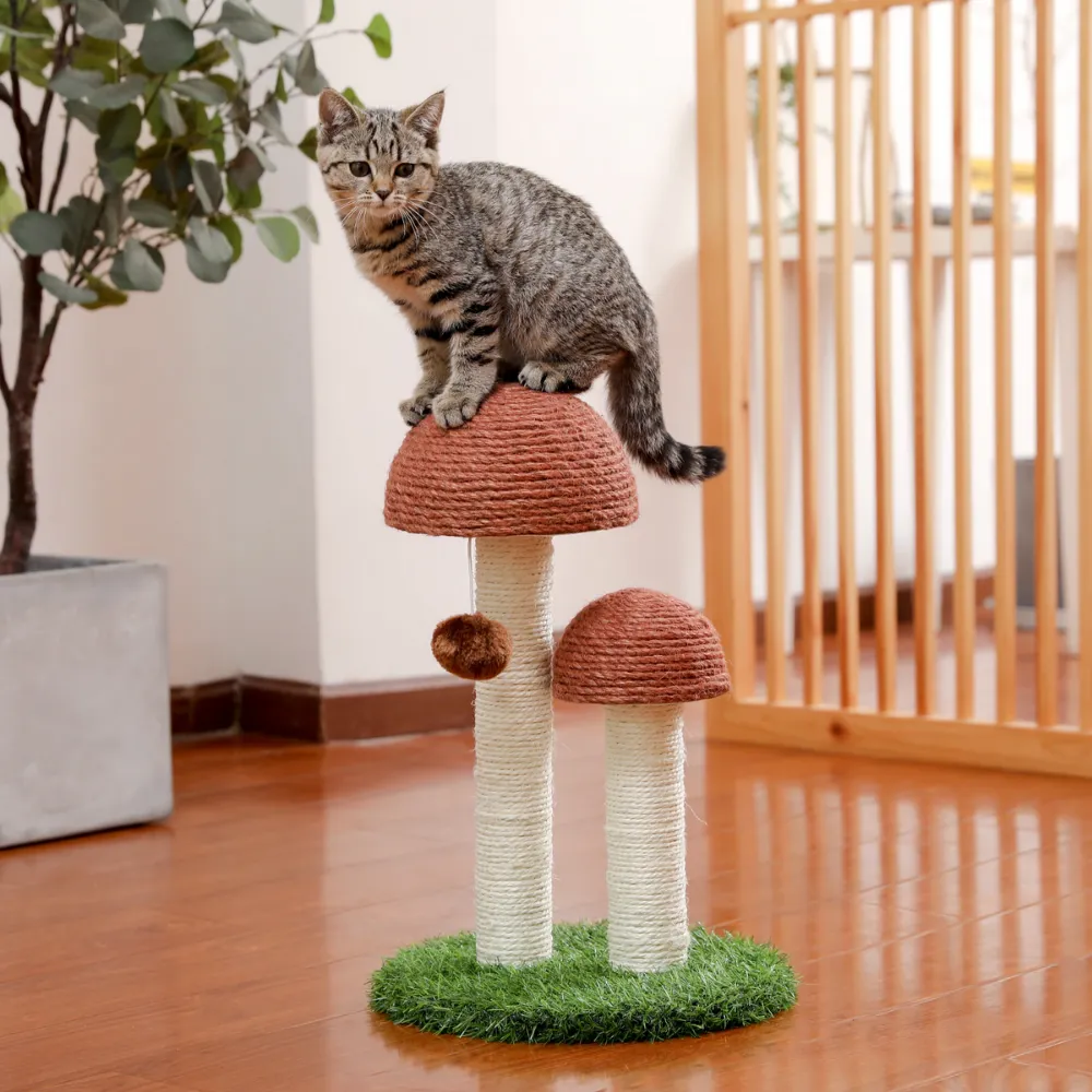 Double Mushroom Cat Scratching Post