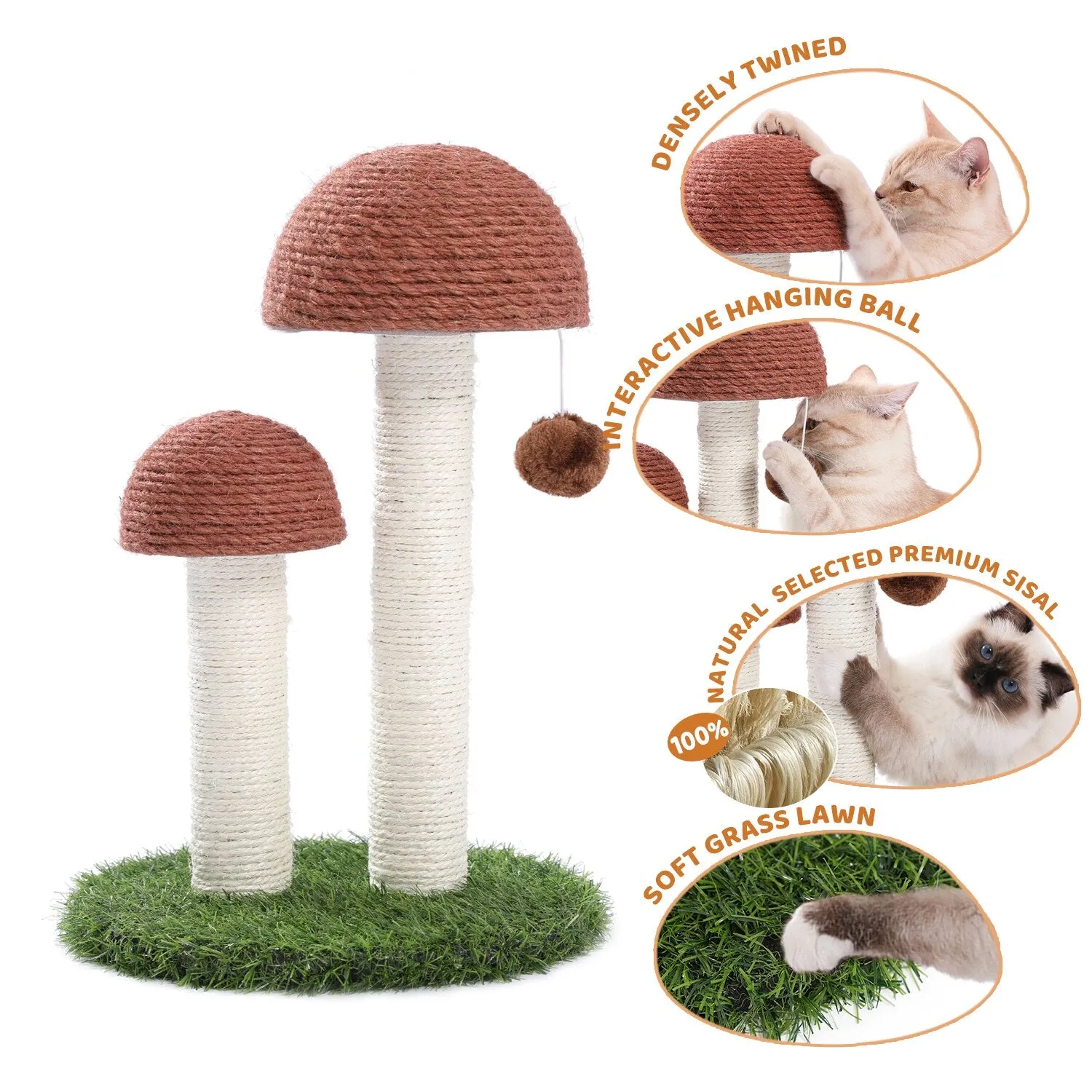 Double Mushroom Cat Scratching Post