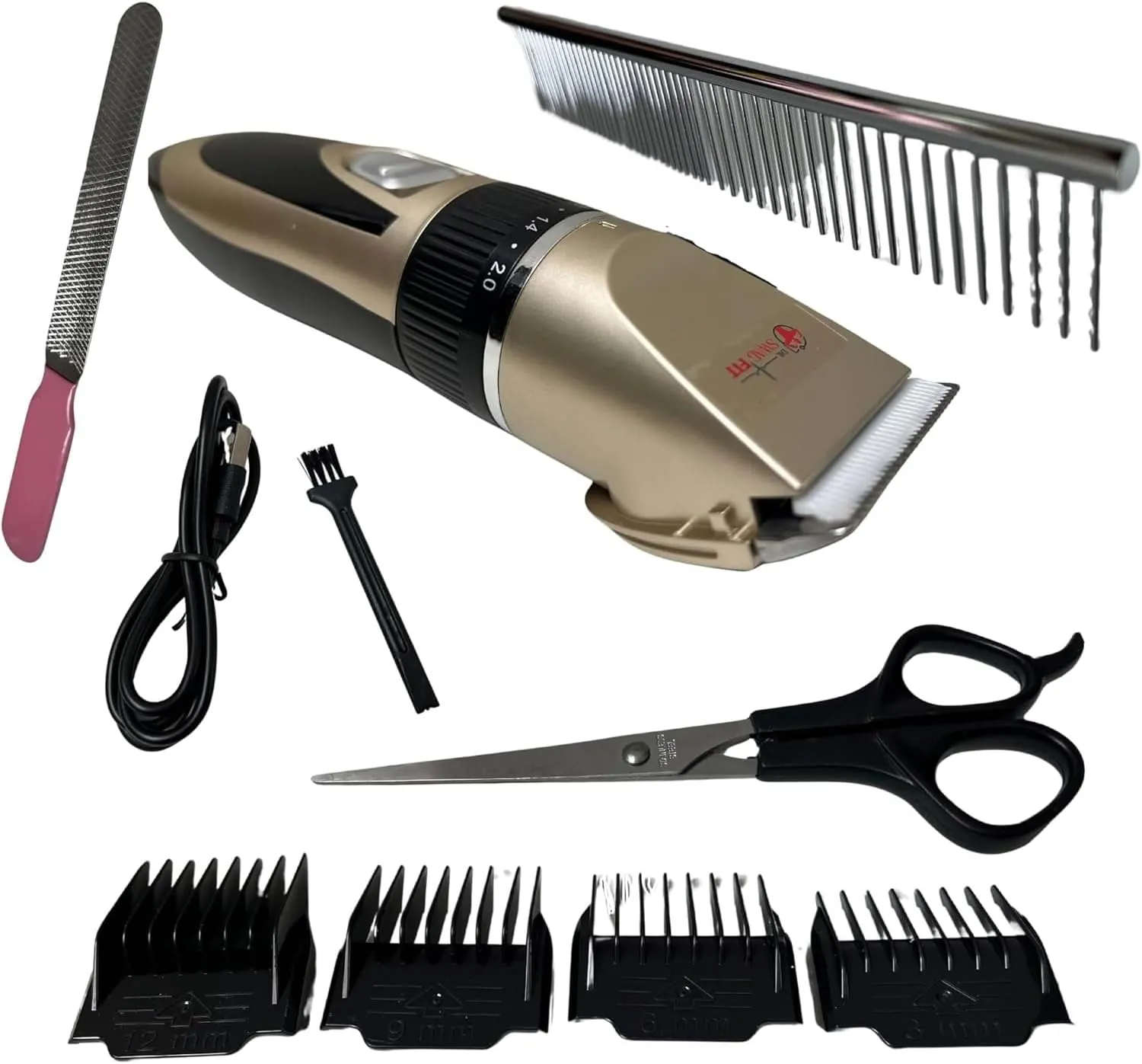 Dr. Swag Fit Professional Cordless Pet Grooming Kit, USB Rechargeable Low Noise Clipper with Detachable Blade, Ultra-Sharp Blades Rechargeable Grooming Kit, All in One Box Stress-Free Pet Grooming