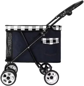 Folding pet Stroller,Cabin with top mesh Door,4 Wheels pet cart for Dogs and Cats,Shock Absorber Swivel Front Wheel,Rear Wheel with Foot Brakes,Push Trolley pram with Adjustable armrest