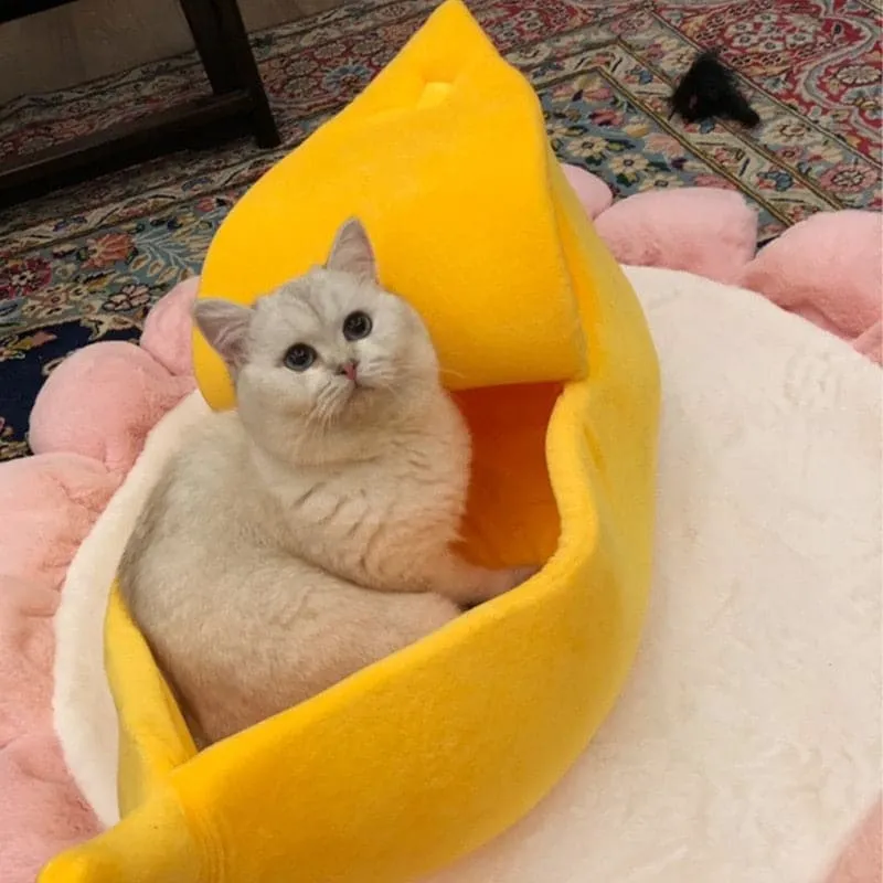 Funny Banana Cat Bed House Cute Cozy Cat Mat Beds Warm Durable Portable Pet Basket Kennel Dog Cushion Cat Supplies Multicolor