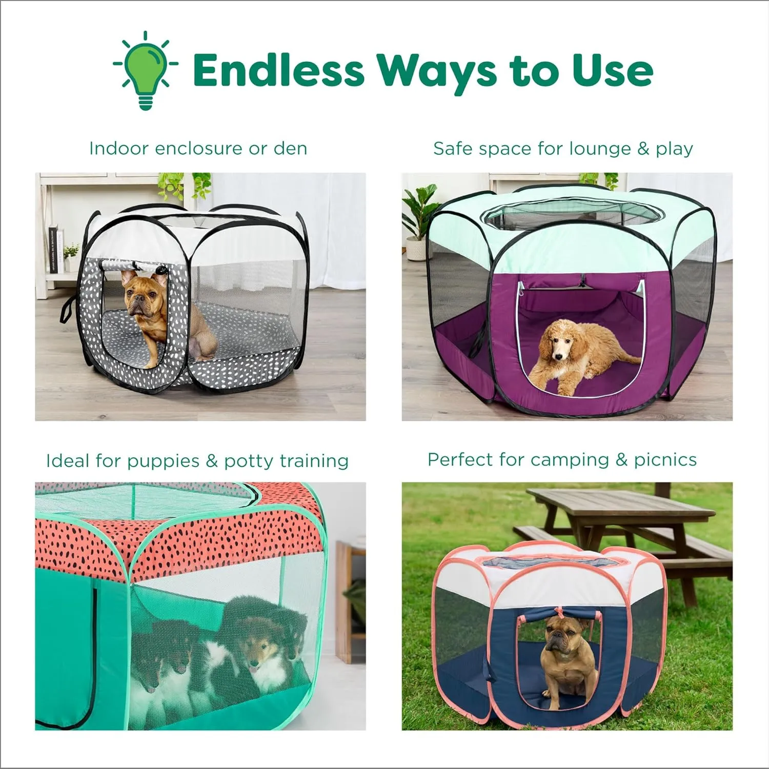 Furhaven Portable Dog Playpen Cat Tent, Pet Playground/Kennel Foldable Indoor Outdoor Zippered Puppy Crate - Navy, Medium