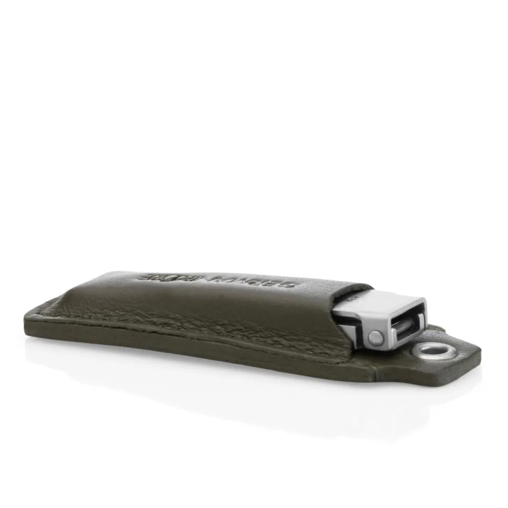 GERmanikure 6cm Pocket Size French Nail Clipper in Leather With Keychain FINOX® Surgical Stainless Steel
