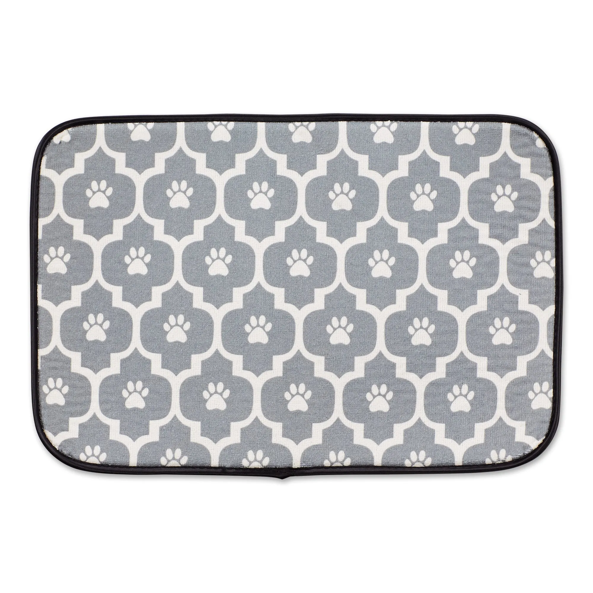 Gray/Off White Lattice Paw Pet Mat