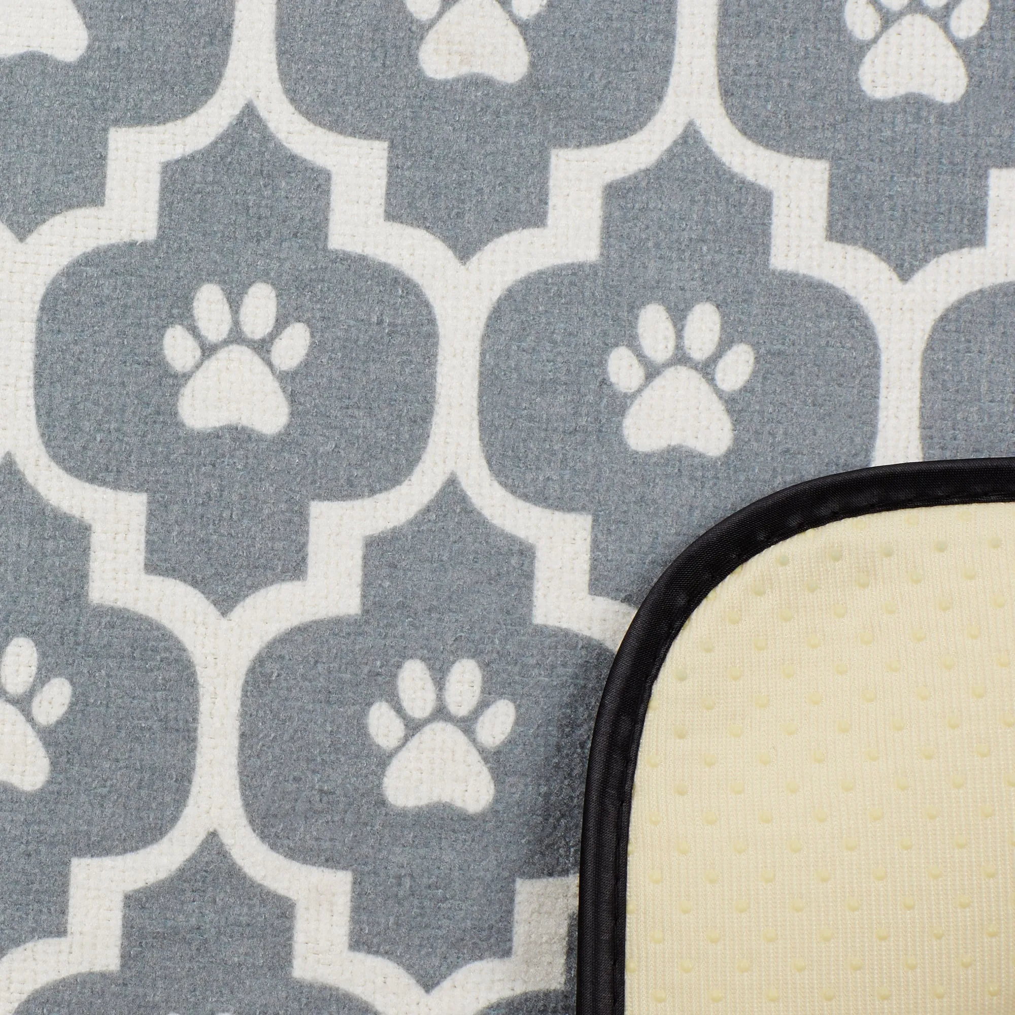 Gray/Off White Lattice Paw Pet Mat