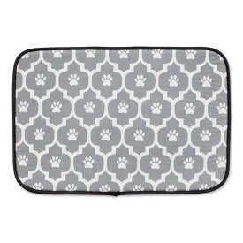 Gray/Off White Lattice Paw Pet Mat