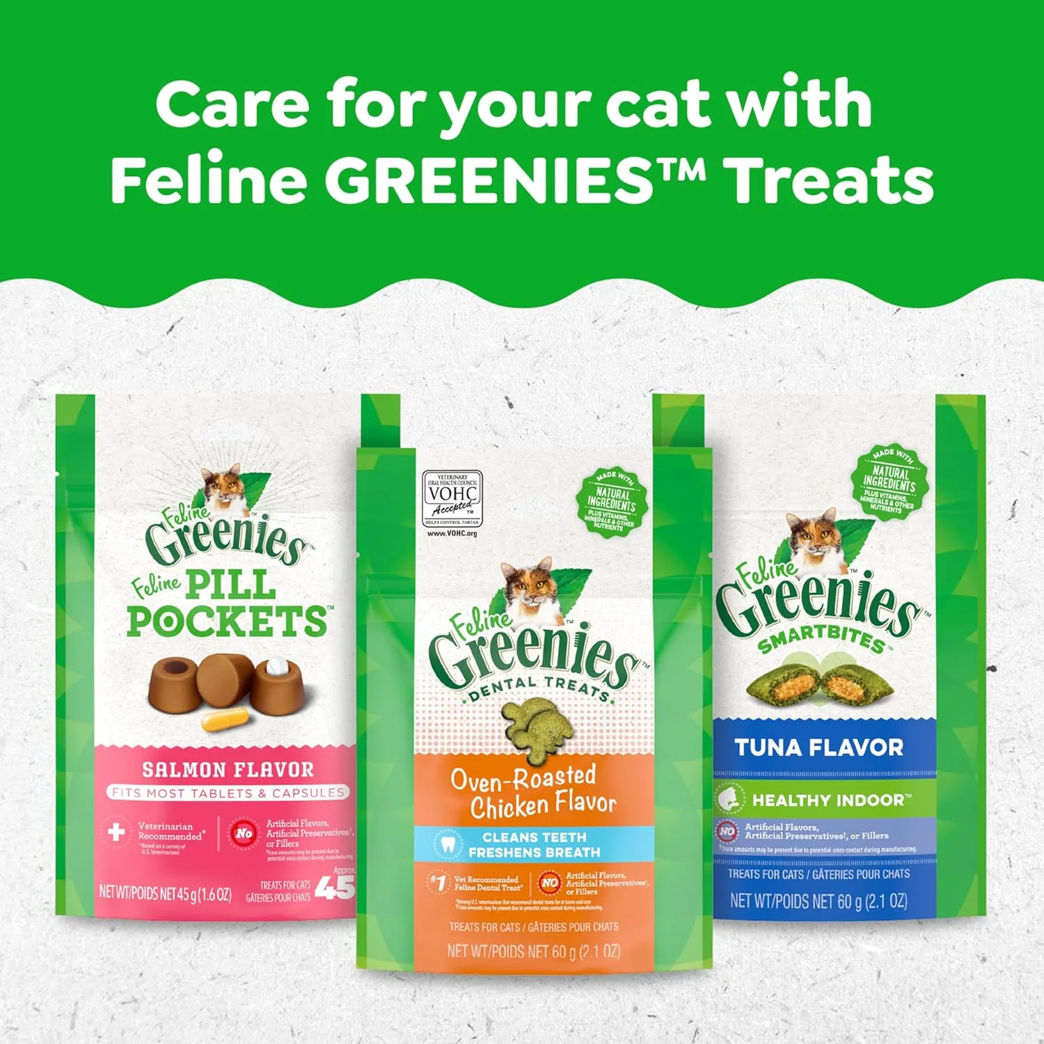 Greenies Feline Adult Natural Dental Care Cat Treats, Tempting Tuna Flavor, 4.6 oz. Pouch
