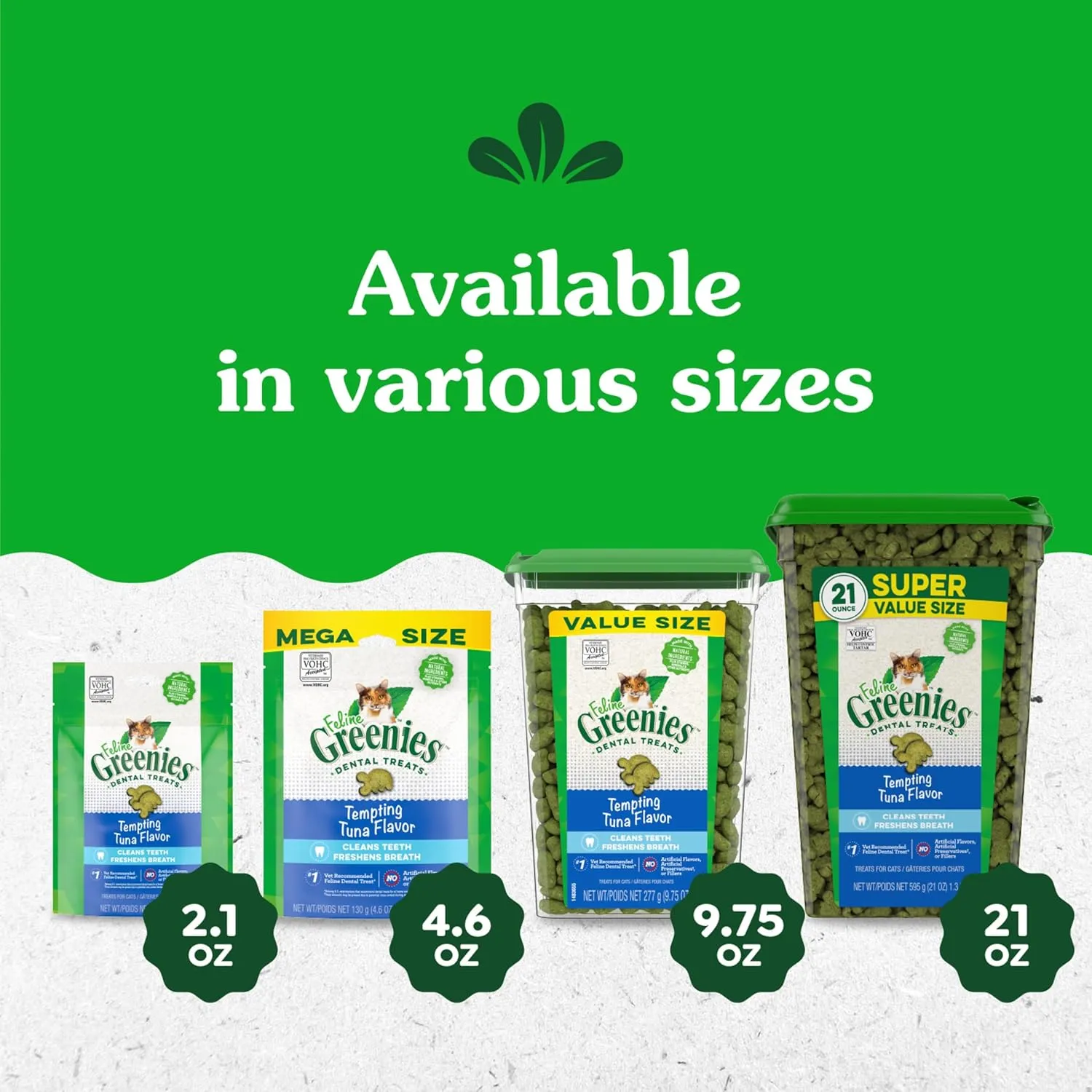Greenies Feline Adult Natural Dental Care Cat Treats, Tempting Tuna Flavor, 4.6 oz. Pouch