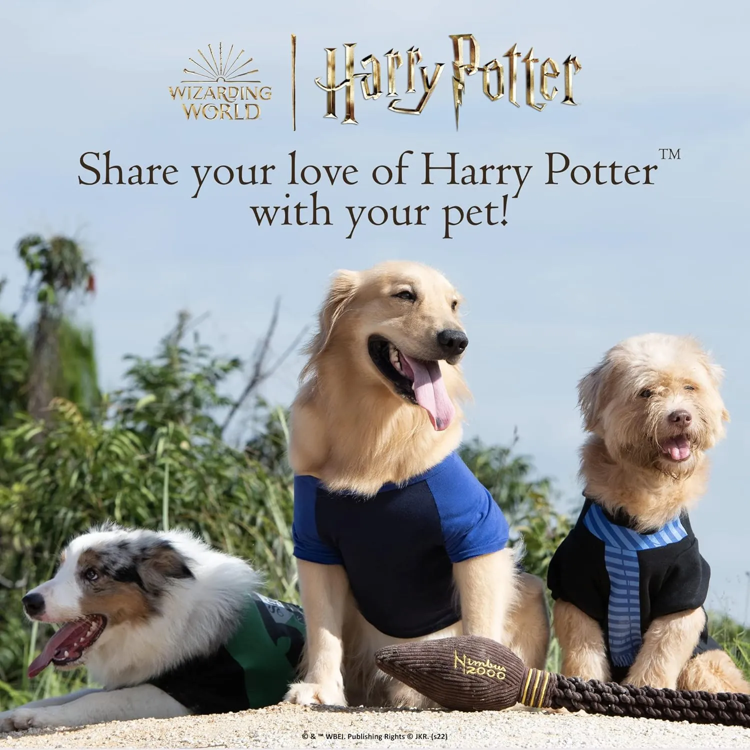 Harry Potter Nimbus 2000 Rope Pet Toy | Rope Tug Toy for Dogs | Nimbus 2000 Dog Toy for Tugging with Crinkle and Squeaker