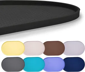 Hubulk 100% Waterproof Silicone Pet Feeding Mat with Raised Edge for Food and Water, Dog Bowl Mats, Cat Bowls Placemat with High Lip Protects Floor for Cats and Dogs (Black, 24" L x 16" W)