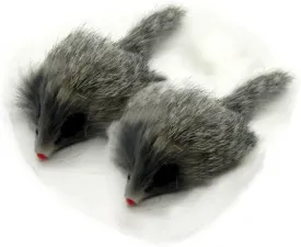 Kats'N Us Real Rabbit Fur Long Hair Mouse Cat Toy - 2pk Gray