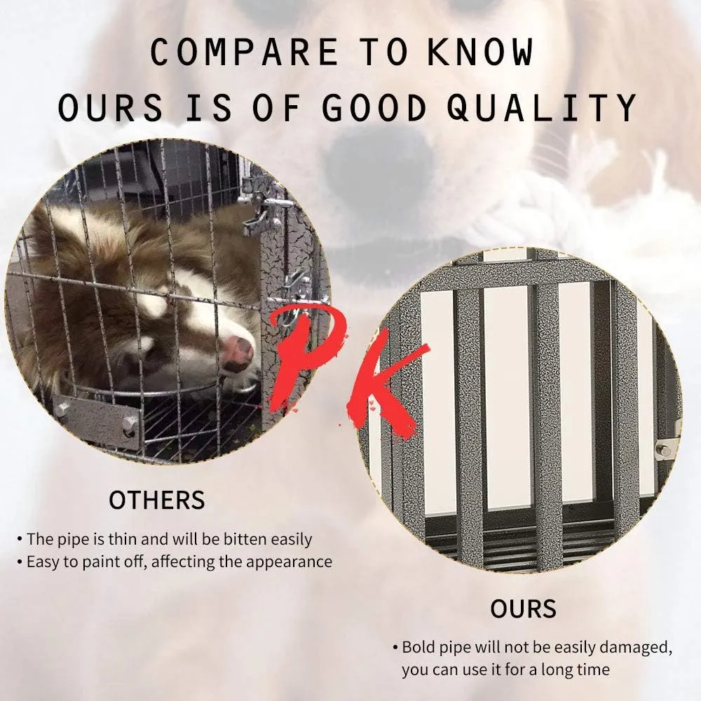 KELIXU 38 Heavy Duty Dog Crate Large Dog Cage Metal Dog Kennels and Crates for Large Dogs Indoor Outdoor with Locks, Lockable Wheels and Removable Tray, Easy to Install, Black