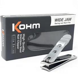 Kohm WHS-440L Heavy Duty, Curved Blade, Wide Jaw Toenail Clippers for Thick Nails, Large Nail Clippers for Men, Seniors, Women, Nail Clipper with File